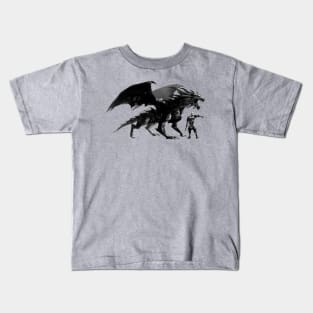 Rajic and his black dragon Raat (from the Dragon Slayer Chronicles) Kids T-Shirt